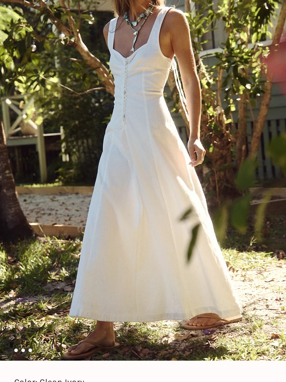 Free people Holland Stretch Linen Midi Dress - size small